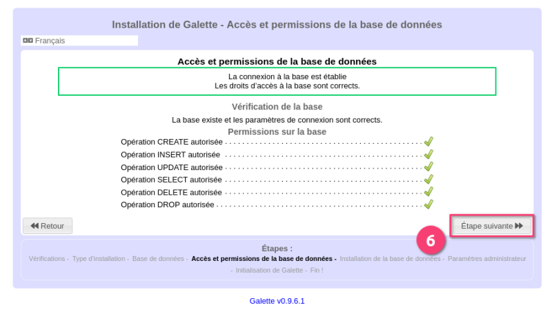 Fichier:04-Installation de Galette - Accès et permissions de la base de données.png